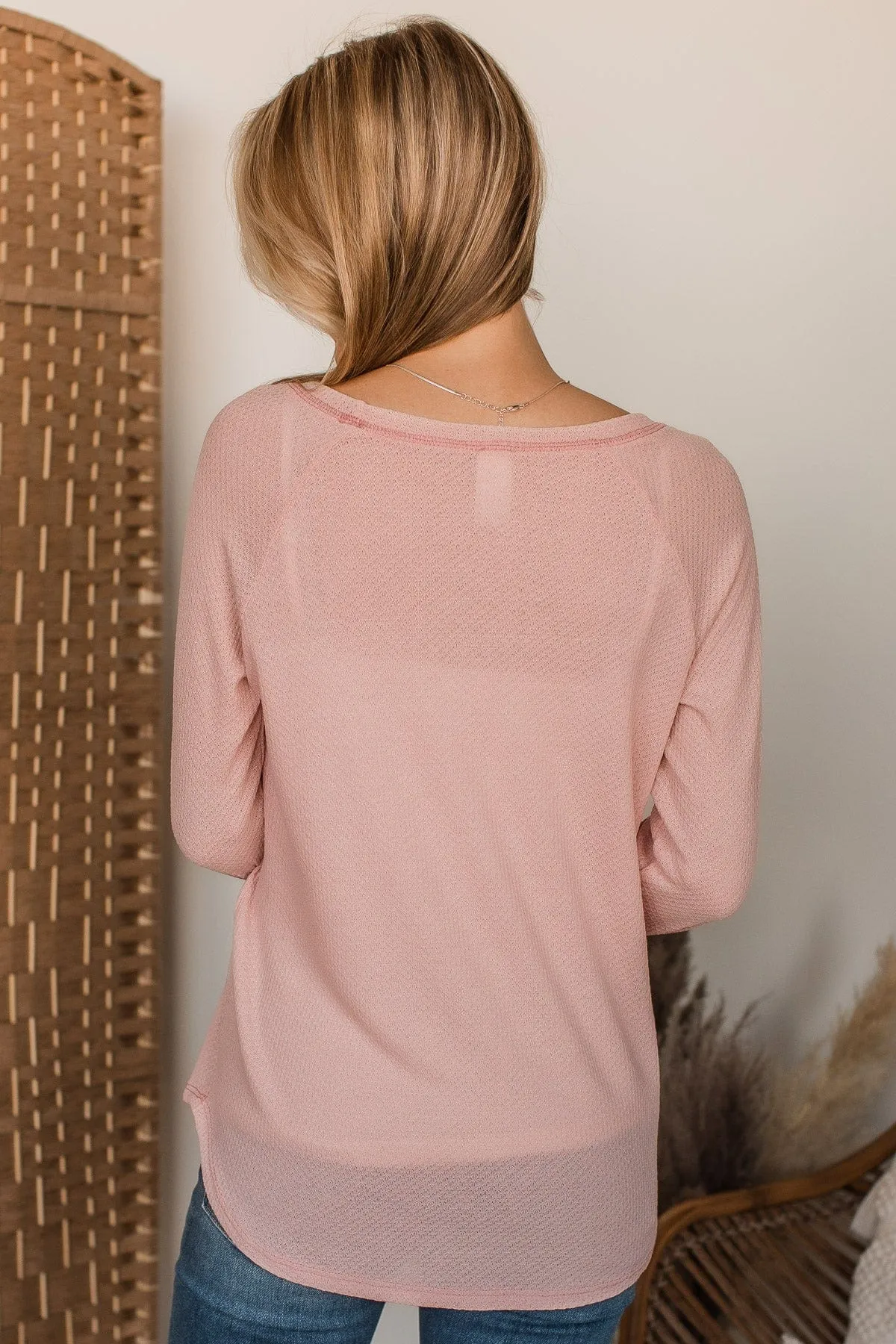 Warmest Love Knit Long Sleeve Top- Blush