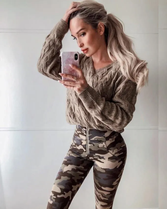 Women's Camouflage High Waist Tights Funky Yoga Running Push-Up Leggings