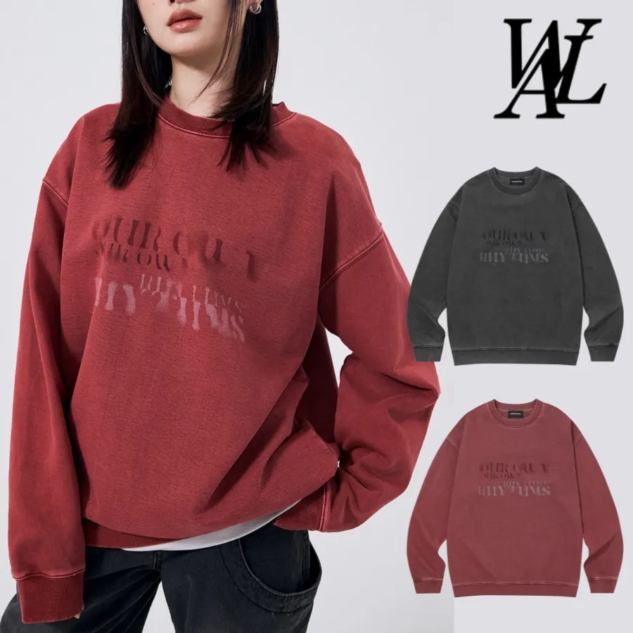 WOOALONG  |Crew Neck Unisex Street Style Long Sleeves Cotton Oversized