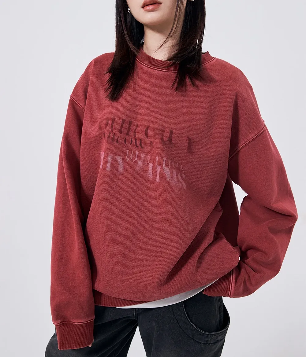 WOOALONG  |Crew Neck Unisex Street Style Long Sleeves Cotton Oversized