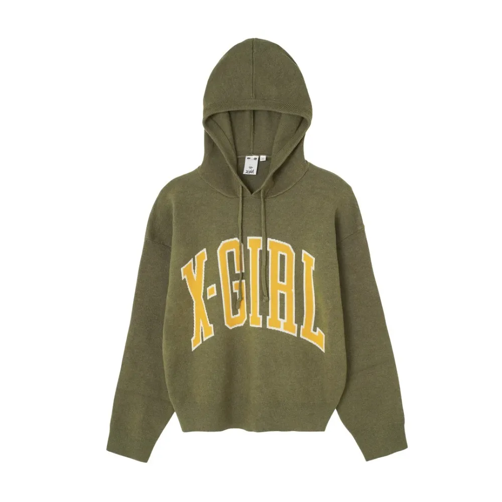 X-girl  |Street Style Long Sleeves Plain Cotton Oversized Logo