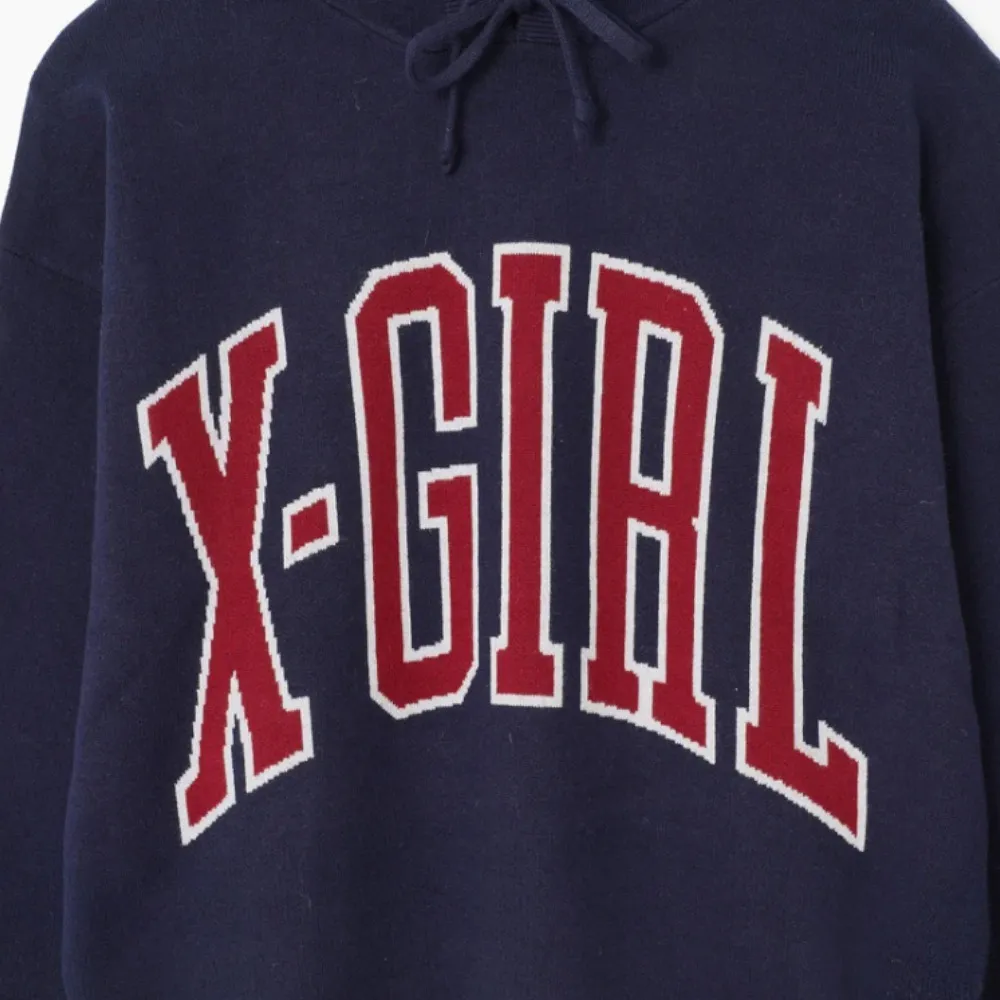 X-girl  |Street Style Long Sleeves Plain Cotton Oversized Logo