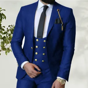 Xituodai 2022 Costume Homme Italian Business Slim Fit 3 Pieces Royal Blue Men's Suits Groom Prom Tuxedos Groomsmen Blazer For We