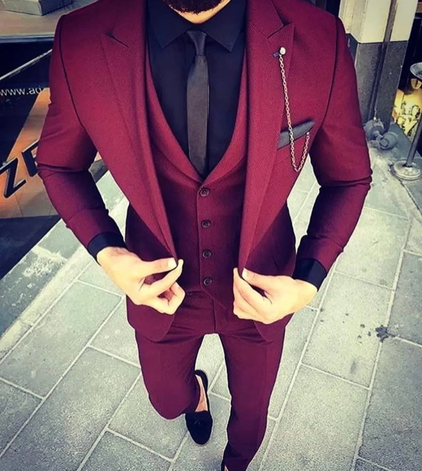 Xituodai New Arrival handsome One Button Groomsmen slim fit Tuxedos Men Suits Wedding Prom Peak Lapel Best Blazer ( Jacket+Pants