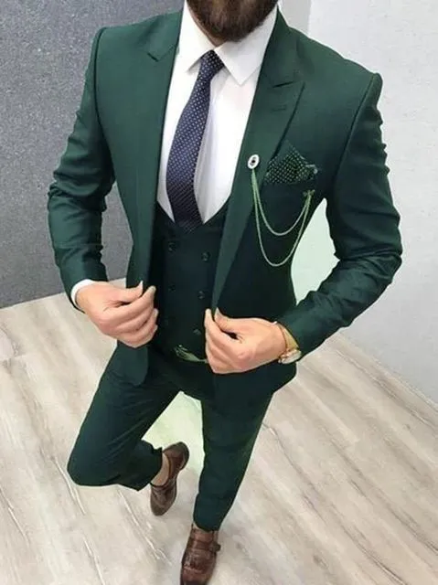 Xituodai Tailor Made Slim Fit Cream Men Suits 3 Piece for Wedding 2022 Peaked Lapel Groom Tuxedos Male Jacket Vest Pants Trajes 