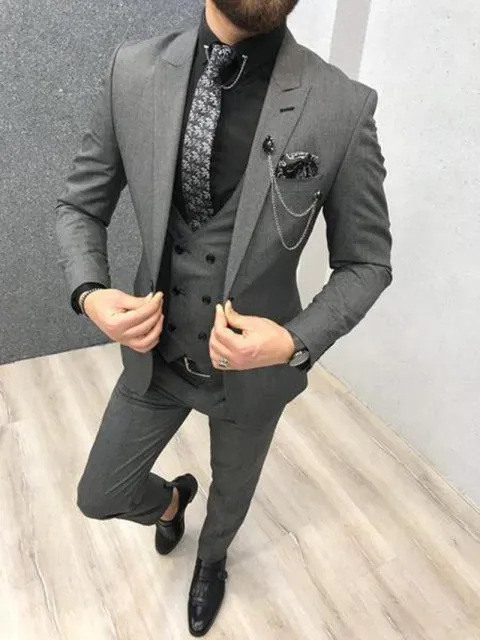 Xituodai Tailor Made Slim Fit Cream Men Suits 3 Piece for Wedding 2022 Peaked Lapel Groom Tuxedos Male Jacket Vest Pants Trajes 