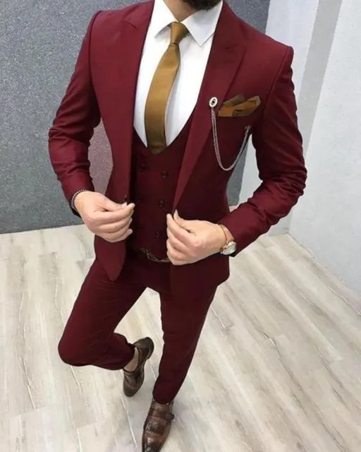 Xituodai Tailor Made Slim Fit Cream Men Suits 3 Piece for Wedding 2022 Peaked Lapel Groom Tuxedos Male Jacket Vest Pants Trajes 