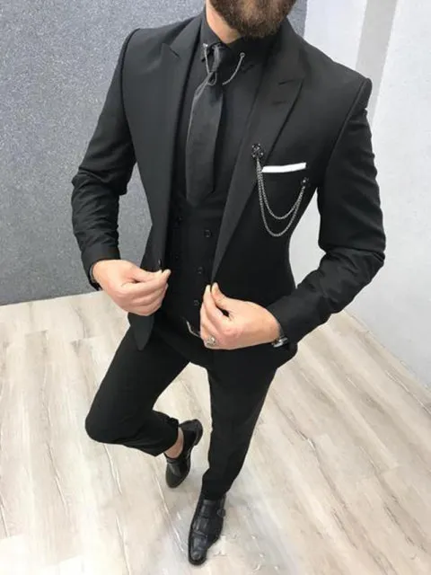 Xituodai Tailor Made Slim Fit Cream Men Suits 3 Piece for Wedding 2022 Peaked Lapel Groom Tuxedos Male Jacket Vest Pants Trajes 