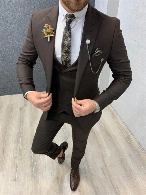 Xituodai Tailor Made Slim Fit Cream Men Suits 3 Piece for Wedding 2022 Peaked Lapel Groom Tuxedos Male Jacket Vest Pants Trajes 