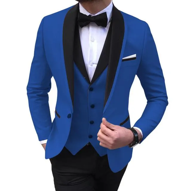 Xituodai White Slit Mens Suits 3 Piece Black Shawl Lapel Casual Groom Tuxedos for Wedding Groomsmen Suits Men 2022 (Blazer+Vest+