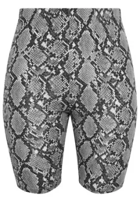 YOURS Curve 2 PACK Black Snake Print Cycling Shorts