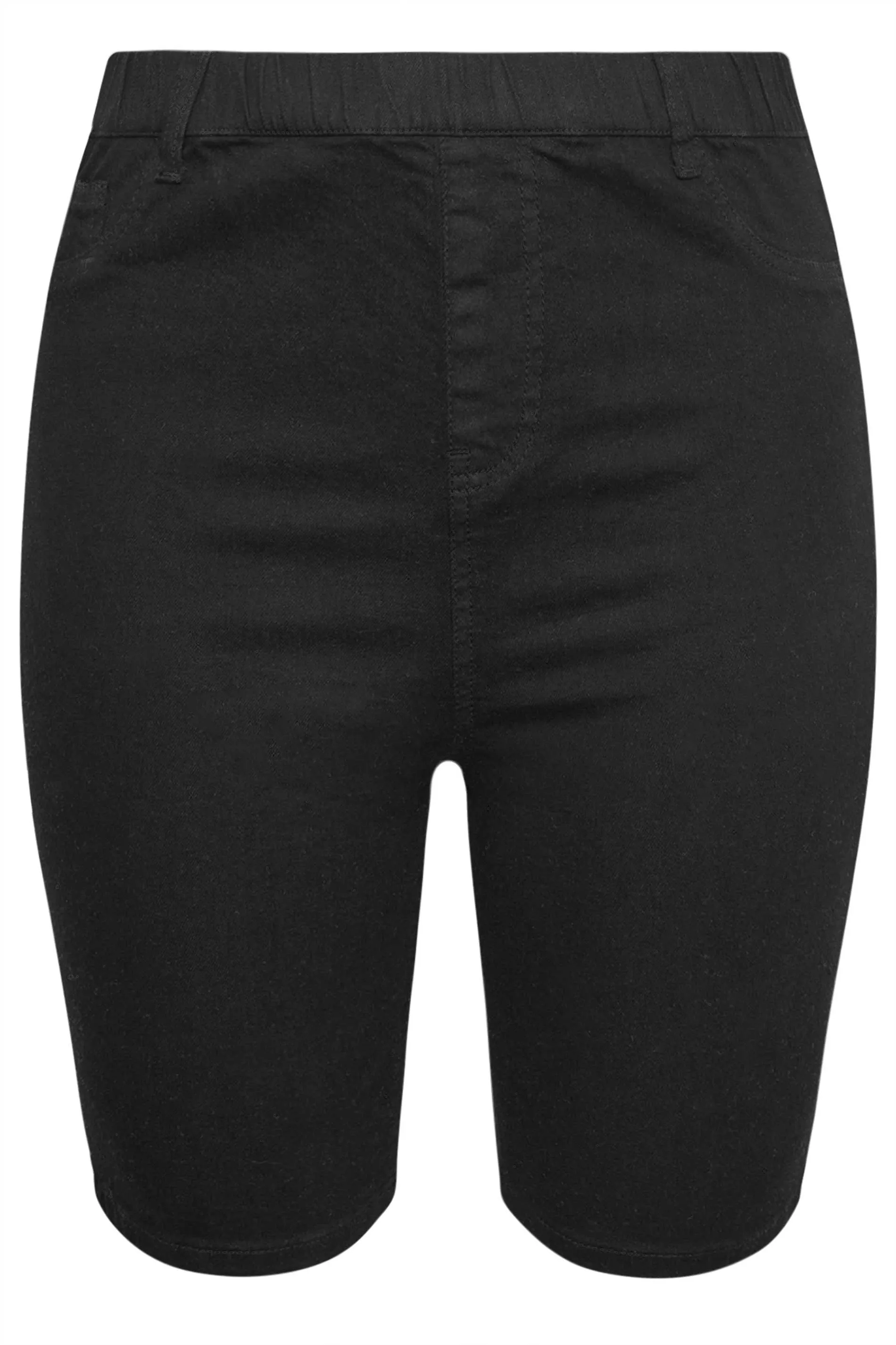 YOURS Curve Black Pull On Stretch Denim Cycling Shorts