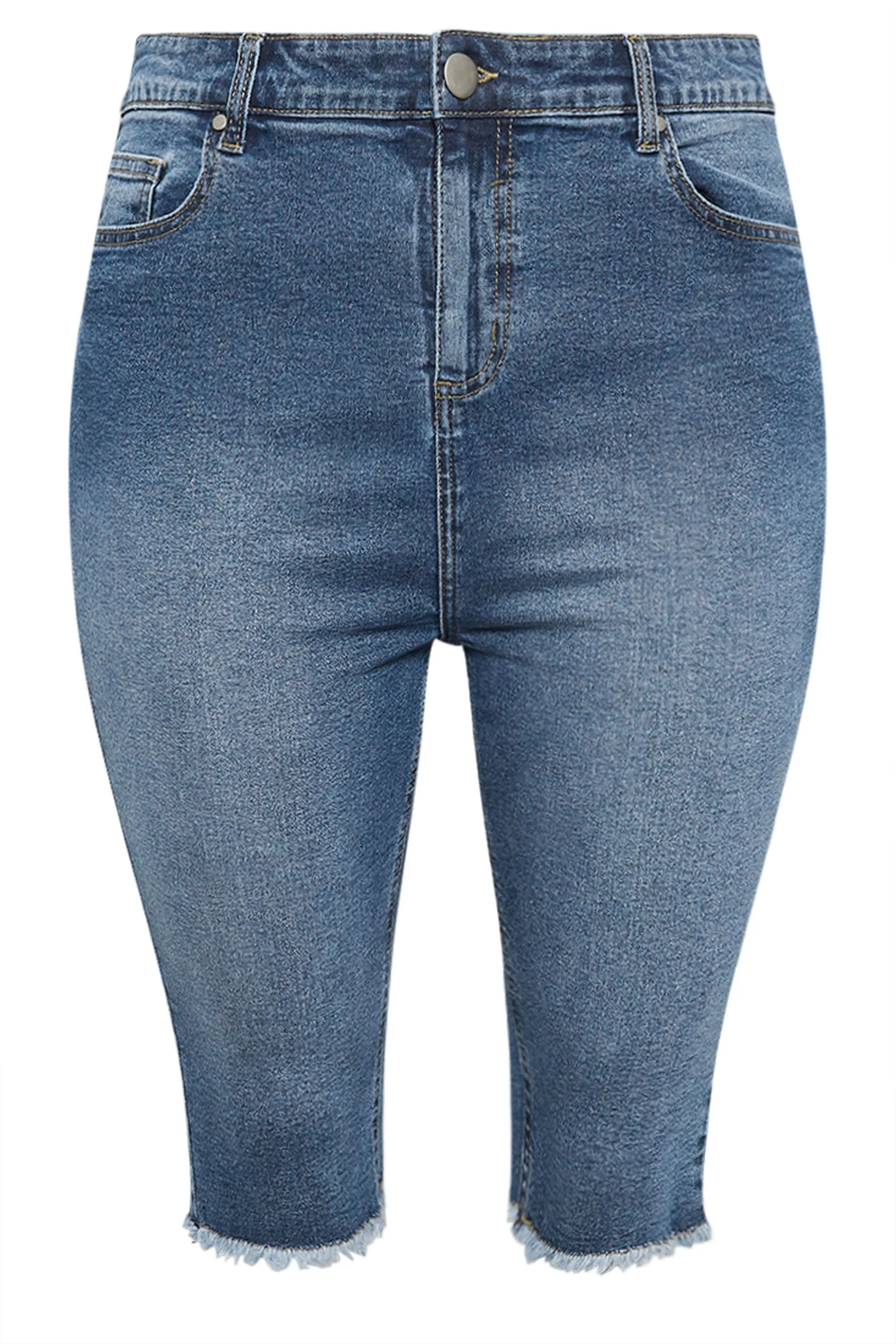 YOURS Curve Mid Blue Denim Stretch AVA Cycling Shorts