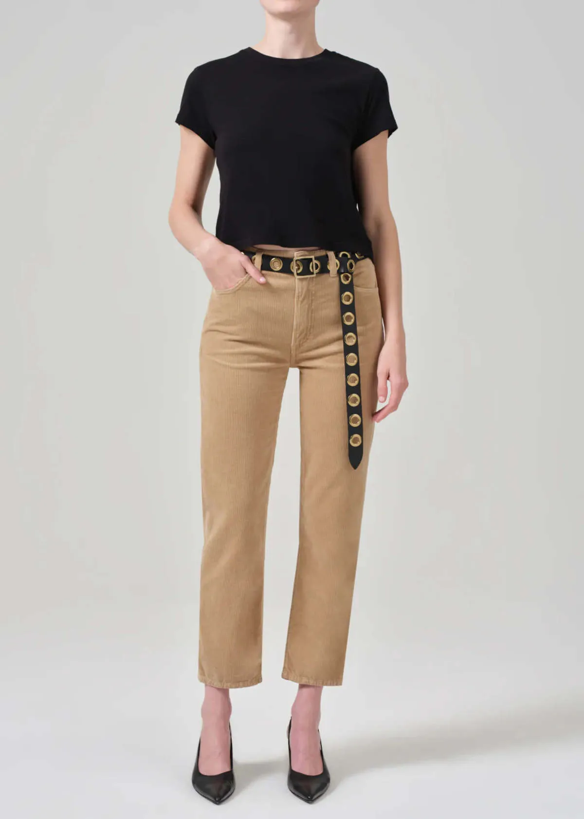 Zurie Ankle Corduroy Pants - Champagne