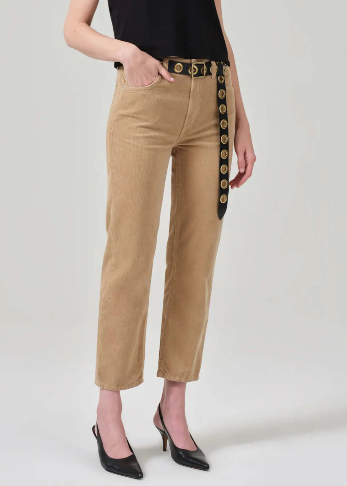 Zurie Ankle Corduroy Pants - Champagne