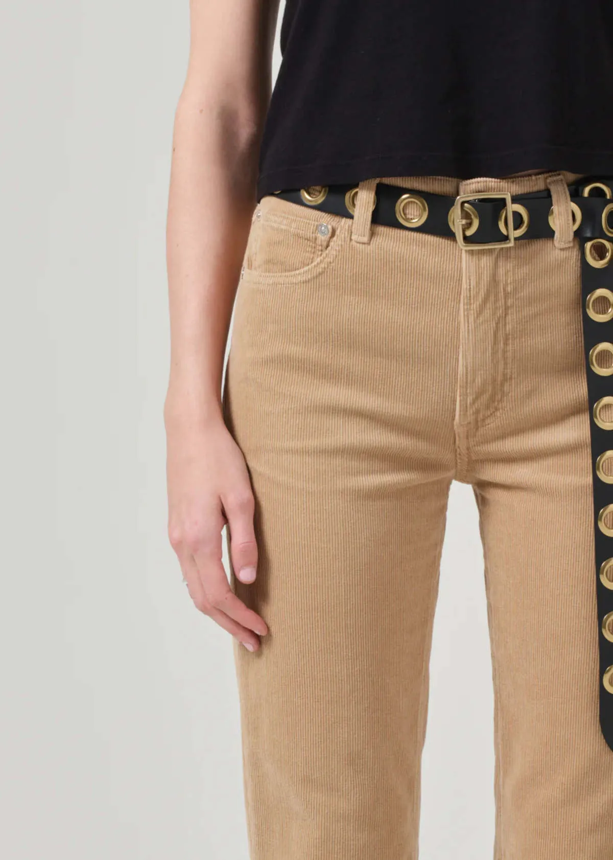 Zurie Ankle Corduroy Pants - Champagne