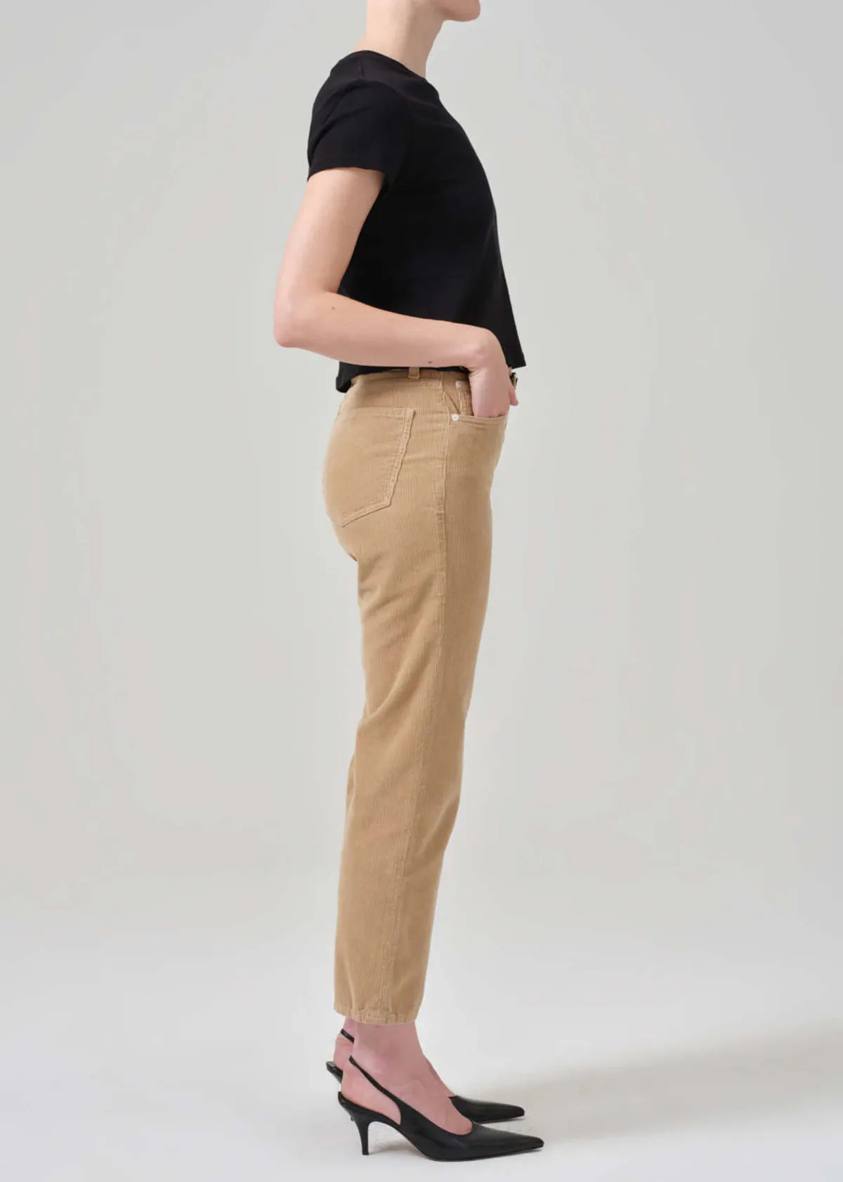 Zurie Ankle Corduroy Pants - Champagne